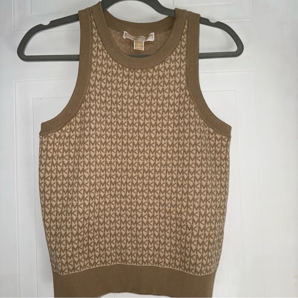 Michael Kors Brown MK Patterned Knit Vest